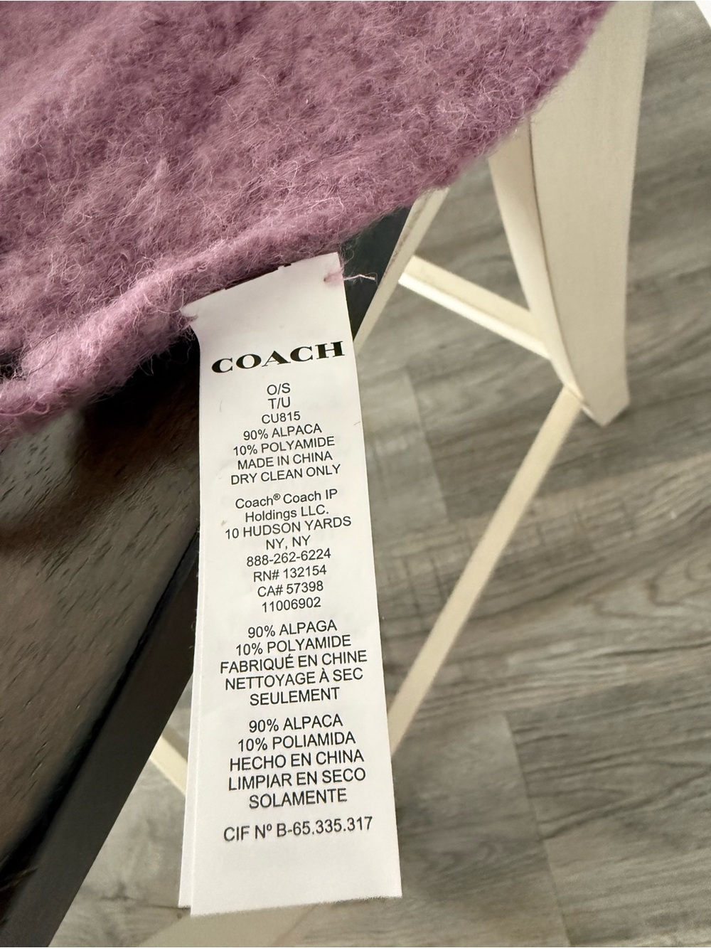 Coach Lavender Fuzzy Alpaca Scarf with Fringe - Picture 2 of 3
